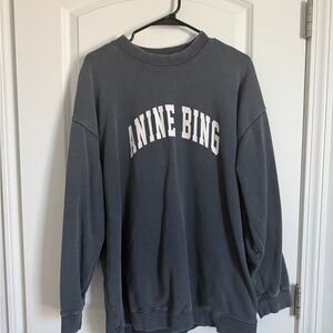 Anine Bing Slate Gray Pullover with Logo Tag